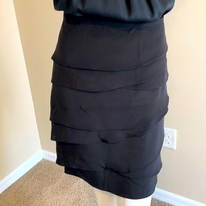 MAGASCHONI COLLECTION Vintage Crepe Silk Asymmetrical Tiered Pencil Skirt 12 NWT
